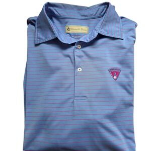 Donald Ross Worcester Golf Polo  Shirt Striped Performance‎ Casual Pink Blue L